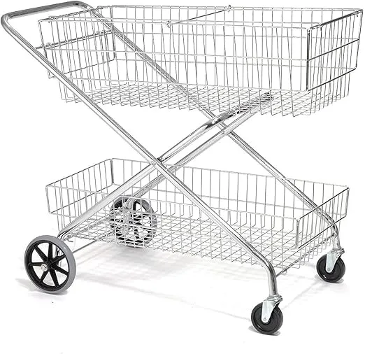 Global Industrial 44" L x 22" W x 35" H Steel Basket Mail Cart, 200 Lb Capacity