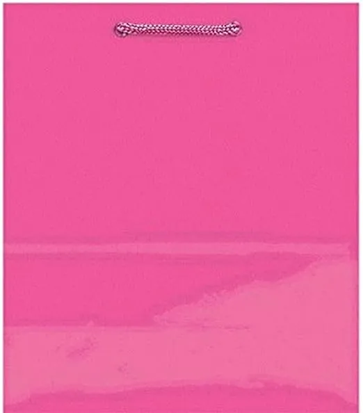 Solid Glossy Bright Pink Extra Large Paper Bags (1-Pack) - 16.75" x 12.25", Elegant Color Gift Bags, Durable & Eco-friendly - Perfect For Any Occasions