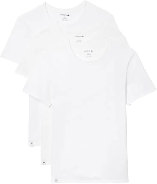Lacoste Men's Essentials 3 Pack 100% Cotton Regular Fit Crewneck T-Shirts