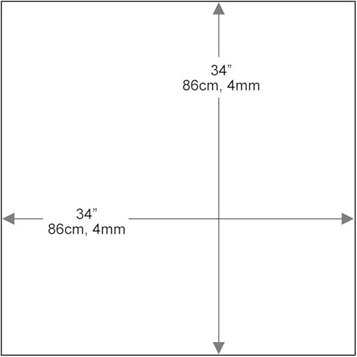 34" Square Glass Table Top - Tempered - 1/4" Thick - Flat Polished Glass - Eased Corners