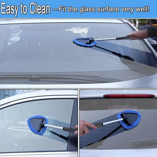 Gven Windshield Cleaner Tool Interior Car Window Cleaner Tool Inside Cleaning Supplies Car Cleaning Kit Automotive Glass Auto Cleaner Wand with Reusable Microfiber Glass Wiper Kit
