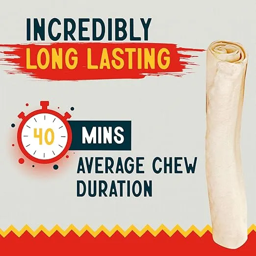 Canine Chews 10-11" Dog Rawhide Retriever Rolls - Dog Rawhide Chews (20 Pack) - 100% USA-Sourced Natural Beef Raw Hide Dog Bones for Large Dogs - Healthy Single-Ingredient Rawhide Bones Treat