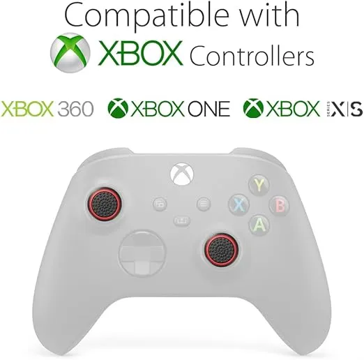 Fosmon (Set of 4) Analog Stick Joystick Controller Performance Thumb Grips Compatible with PS5, PS4, Xbox One, Xbox Series X/S Compatible with Nintendo Switch Pro (Black/Red)