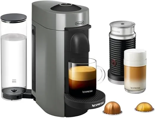 Nespresso Vertuo Plus Coffee and Espresso Maker by De'Longhi, Grey with Aeroccino Milk Frother