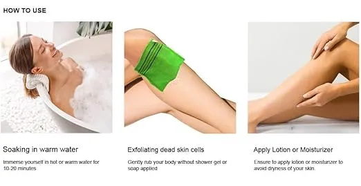 GOLDSANGSA Songwol Towel Exfoliating Towel Bath Washcloth 4 Pcs (Green) for Dead Skin