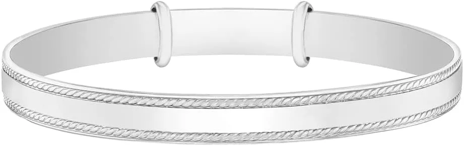 925 Sterling Silver Adjustable Bangle Bracelet For Toddler and Little Girls 5.5" - Polished Expandable Bangle Bracelets for Baby Girls - Jewelry Gifts for Little Girls
