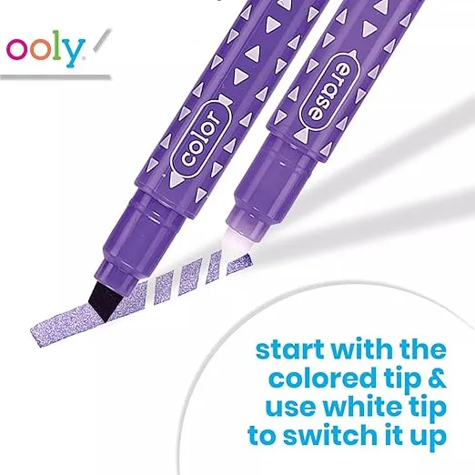 Ooly Make No Mistake Erasable Markers, Stress and Mess Free Marker Pack You Can Erase, Drawing and Coloring Pens for Kids and Adults, Colorful School Supplies for Any Arts and Crafts, Set of 12