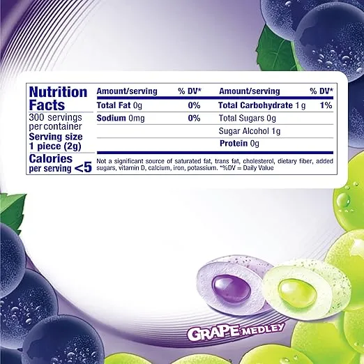 Mentos Pure Fresh Sugar-Free Chewing Gum with Xylitol, Grape Medley, 50 Piece Bottle (Bulk Pack of 6)