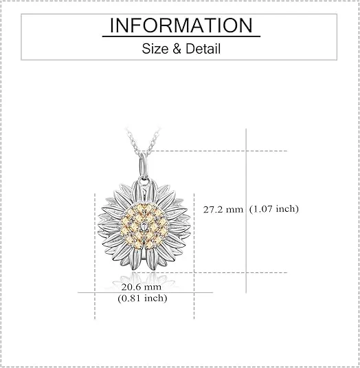 You are My Sunshine Necklace Sterling Silver Sunflower Locket Necklace for Women Sunflower Jewelry Gifts for Daughter/Wife/Sister/Mom