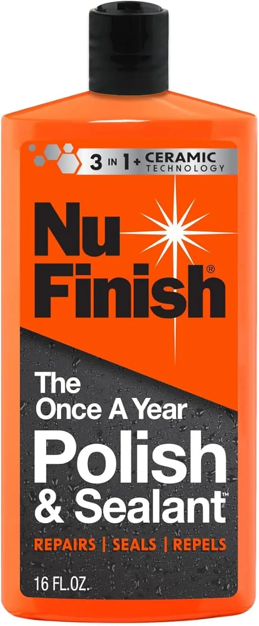 Nu Finish Once a Year Polish and Sealant, Car Polish and Paint Sealant with 3-in-1 Ceramic Technology to Repair, Seal and Repel, 16 fl oz Bottle
