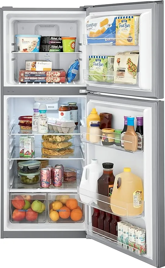 Frigidaire 11.6 Cu. Ft. Compact ADA Top Freezer Refrigerator in Brushed Steel with Electronic Control Panel, Reversible Door Swing, ENERGY STAR