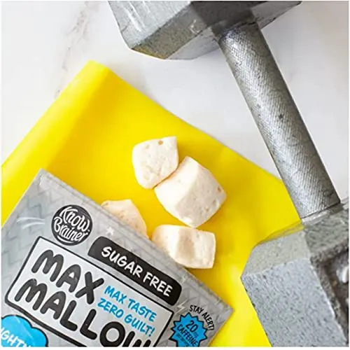 Know Brainer Max Mallow Lightning Vanilla - Guilt-Free & Zero Sugar Marshmallow - Low Carb, Gluten Free & Ketogenic - Marshmallow Fueled with Collagen, MCT Oil & caffeine - Pack of 3