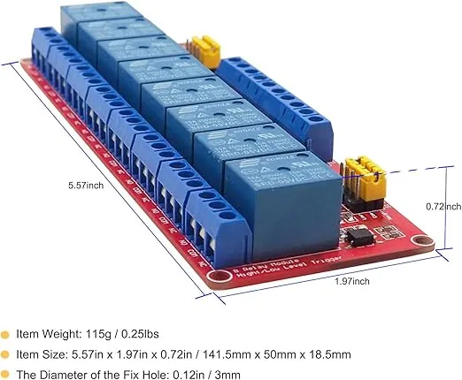 5V Relay Module with Optocoupler Isolation Support High and Low Level Trigger Relay Red Board (8 Channel 5V Relay)