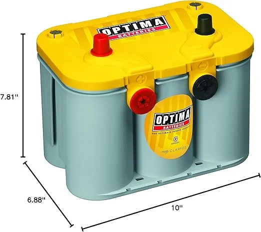 OPTIMA Batteries High Performance D34/78 YellowTop Dual Purpose Sealed AGM Car, Truck and SUV Battery, 750 CCA, Dual Terminal, Maintenance Free, Versitile Mounting