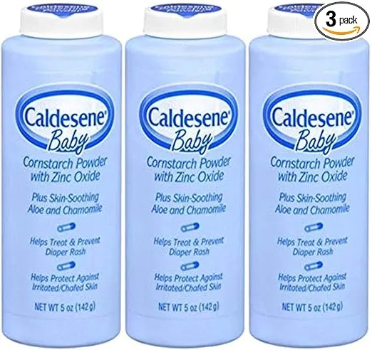 Caldesene Cornstarch Baby Powder with Zinc Oxide, Talc-Free Baby Powder, 5 Oz (3 Pack)