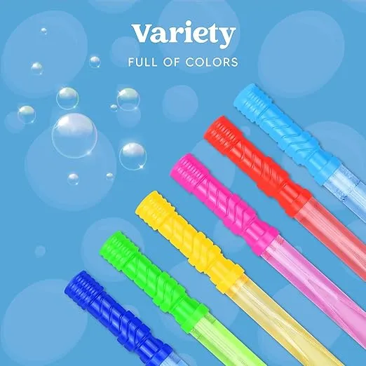 JOYIN 14.6’’ Big Bubble Wands for Kids, 1 Dozen Bubble Wand Bulk with Bubbles Refill Solution for Summer Toy Party Favor, Outdoors Activity, Easter Basket Stuffers, Birthday Gift