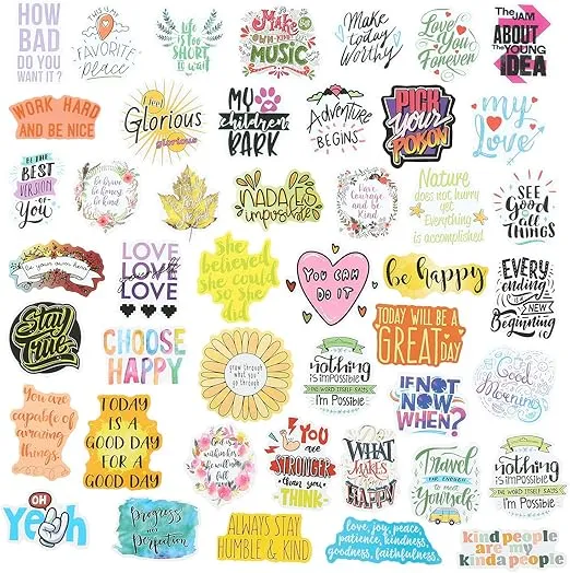 Quote Stickers, Positive Stickers 200Pcs Motivational Waterproof Vinyl Stickers for Water Bottle Hydroflasks Laptops Computers Phone for Women Adults Students Teachers Employees