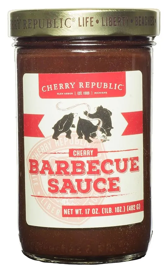 Cherry Republic Original Cherry Barbecue Sauce – Real Cherry Chunks BBQ - ONE 17 oz Jar