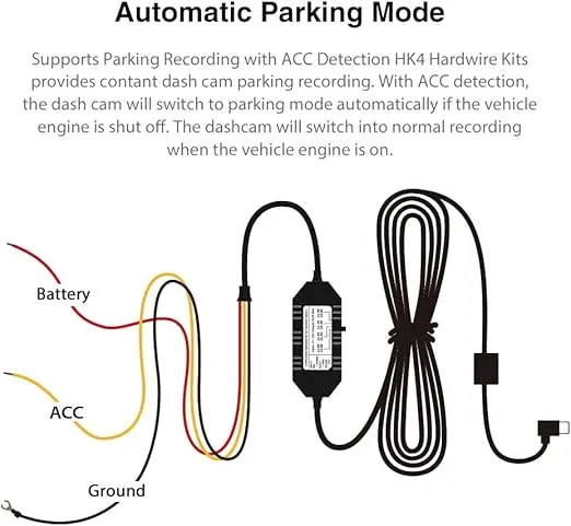 VIOFO HK4 Acc Hardwire Kit, USB-C Hard Wire Kit for A329/A229Plus/A229Pro/A119Mini2/A139Pro/WM1/T130 Dash Cam, Low Voltage Protection for Parking Mode
