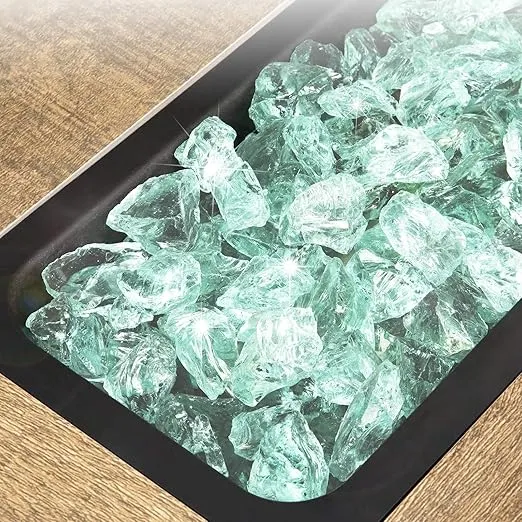 GASPRO 10 lbs Fire Glass for Propane Fire Pit, 1/2-Inch Decorative Firepit Glass Rock for Gas Fireplace, Aqua