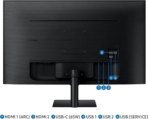 SAMSUNG 32-Inch M7 (M70D) Series 4K UHD Smart Monitor with Streaming TV, Speakers, HDR10, USB-C, Multiple Ports, Gaming Hub, SolarCell Remote, Vision Accessibility Tools, LS32DM702UNXGO, 2024, Black