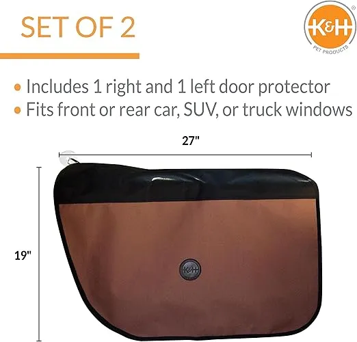 K&H Pet Products Vehicle Door Protector Tan, 2 Packs Interior Car Door Protector from Dog Scratching, Sedan and SUV Pet Protector for Car Door Scratches
