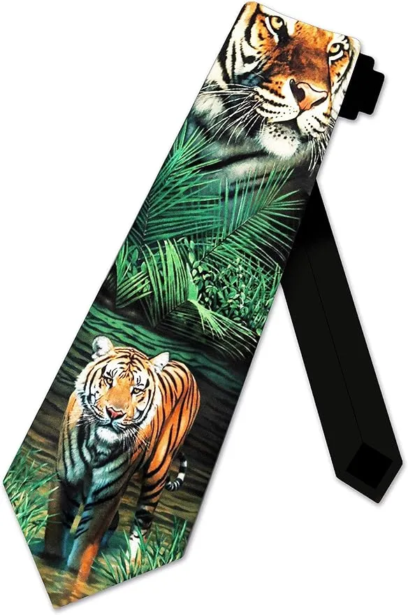Three Rooker Tiger Ties Mens Animal Neckties Jungle Tie