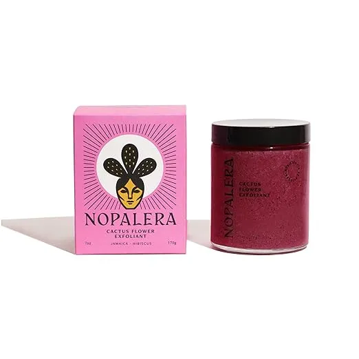 Nopalera Hibiscus Cactus Flower Exfoliant - Exfoliating Face & Body Scrub, 3-in-1 Cleanser, Exfoliator, & Moisturizer, Vegan, Cruelty-Free, Natural Floral Scent, Dye Free, 6 oz.