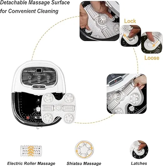 H&B Luxuries Foot Spa Massager with Heat for Stress Relief, Feet Bath with Motorized Rollers and Shower, Temperature Control, Timer and LED Display, Ideal for Wife Mother Mom Father Husband, Black
