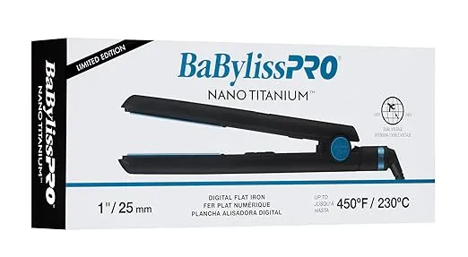 BaBylissPRO Nano Titanium Flat Iron Hair Straightener, 1" Digital Hair Straightener Iron for Professional Salon Results and All Hair Types
