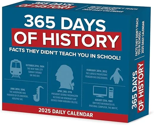 Willow Creek Press 365 Days of History Daily 2025 Box/Desk Calendar (5.86" x 4.72")