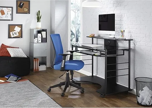 Realspace® 47"W Mobile Tech Desk Workstation, 36-1/16"H x 47-1/4"W x 26"D, Black