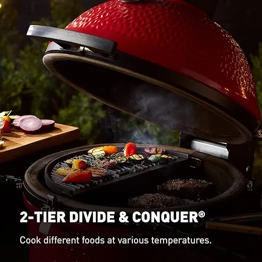 Kamado Joe Classic Joe Series II 18-inch Standalone Ceramic Charcoal Grill and Smoker with AirLift Hinge, Kontrol Tower Top Vent and 250 Cooking Square Inches in Red, Model KJ-23RHC