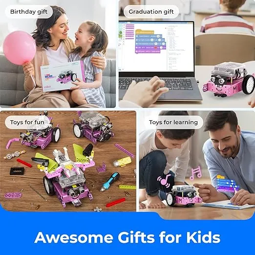 Makeblock mBot Robot Kit, STEM Projects for Kids Ages 8-12 Learn to Code with Scratch Arduino, Robot Kit for Kids, STEM Toys for Kids,Computer Programming for Beginners Gift for Boys and Girls 8 Pink