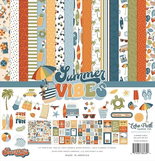 Echo Park Collection Kit 12""X12""-Summer Vibes, OS, White.
