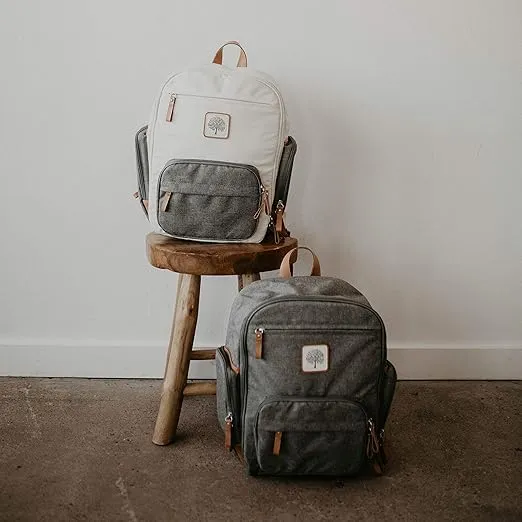 Parker Baby Diaper Backpack - Full Zip Diaper Bag with Insulated Pockets - Gray