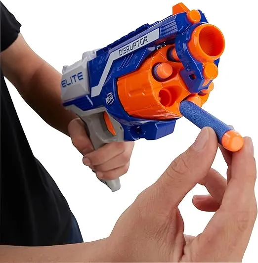 NERF Disruptor Elite Blaster - 6-Dart Rotating Drum, Slam Fire, Includes 6 Official Nerf Elite Darts - for Kids, Teens, Adults