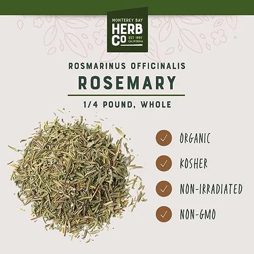 Monterey Bay Herb Co. USDA Organic Mediterranean Rosemary Leaves - Boosts Flavor in Cooking - Used in Natural Remedies (1lb Bag)