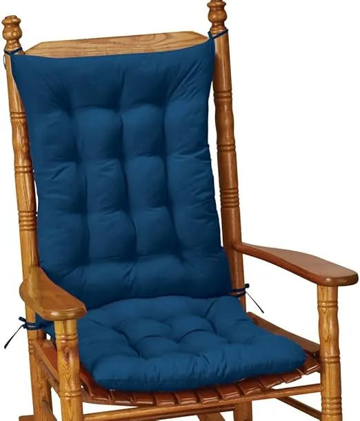 Collections Etc Quilted Chair Cushion Set - Perfect for Rocking Chairs, Dining Chairs or Armchair, Blue