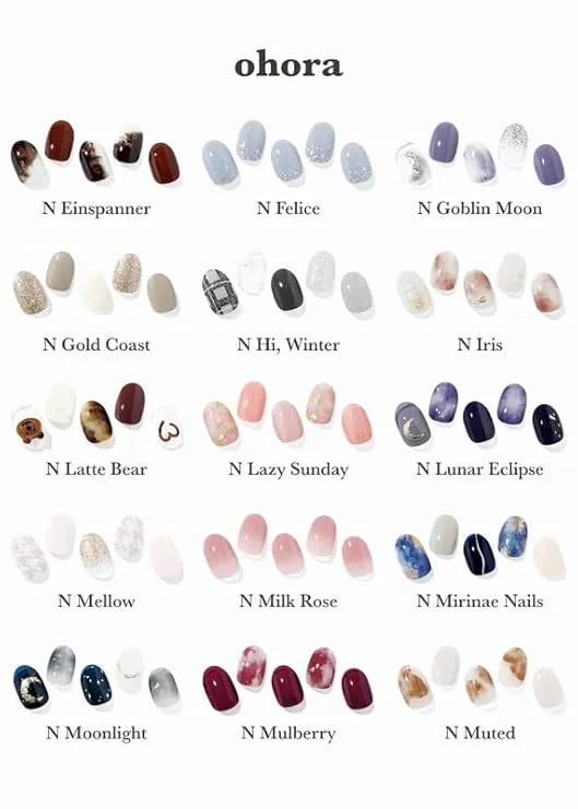 ohora Semi Cured Gel Nail Strips (N Snatched) - Blue, Patterned, Works with Any UV/LED Nail Lamps, Salon-Quality, Easy to Apply & Remove - Christmas Gel Nail Wraps, stickers, Christmas stockings