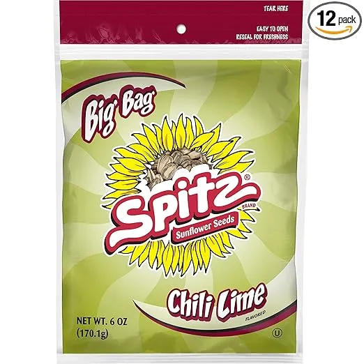 Spitz Chili Lime Flavored Sunflower Seeds, 6 Ounce Bags, 12 Count