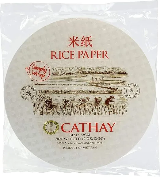 Cathay Fresh Spring Roll Rice Paper Wrappers 30 Sheets | Non-GMO, Gluten-Free, Low Carb, Natural Ingredients | Vietnamese Summer Veggie Wraps