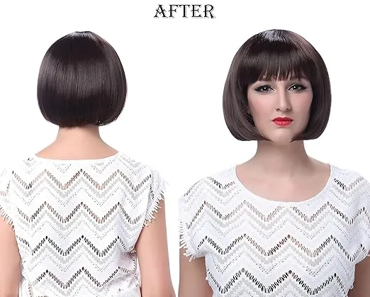 Onedor 10" Short Straight Hair Flapper Cosplay Costume Bob Wig (6# - Medium Chestnut Brown)