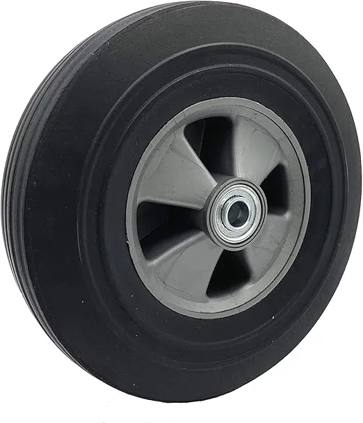 Rocky Mountain Goods Solid Rubber Hand Truck Wheel 10"- 5/8” axle Size - Flat Free Solid Rubber Replacement tire for Hand Truck, cart, Power Washer, Dolly, Compressor - 660 lbs. Load (10”) (2)