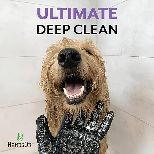 H HANDSON Pet Grooming Gloves - Patented #1 Ranked, Award Winning Shedding, Bathing, & Hair Remover Gloves - Gentle Brush for Cats, Dogs, and Horses (Grey, Medium)