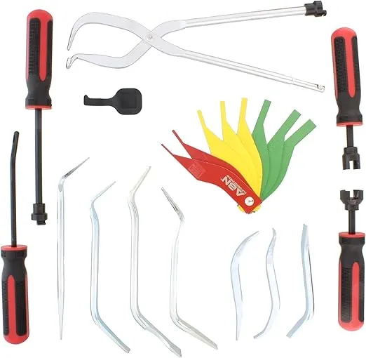 ABN Brake Drum Tool Kit 15-Piece Service Brake Kit with Spring Pliers, Brake Spoons, Pad Gauge, Brake Spring Tool