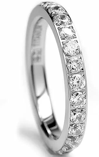 3MM Ladies Titanium Eternity Engagement Band, Wedding Ring with Pave Set Cubic Zirconia Size 4 to 9