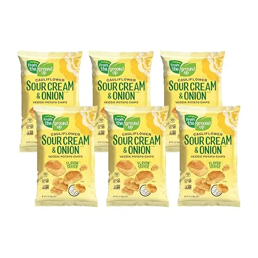 Real Food From The Ground Up Cauliflower Chips - 6 Pack Snack Bags (Sour Cream & Onion, 6 Pack)