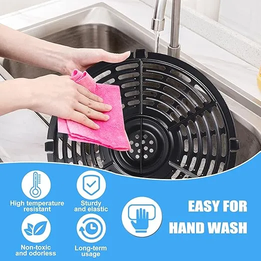 Air Fryer Replacement Parts for Chefman TurboFry 3.6QT Power XL 4QT Emeril Lagasse 4QT Air Fryer, 8.1'' Non-Stick Round Air Fryer Accessories Replacement Tray Rack Grill Crisper Plate