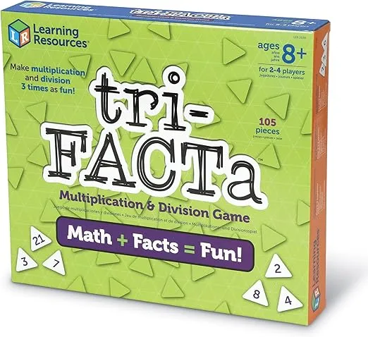 Learning Resources tri-FACTa Multiplication & Division Game, Homeschool, Math Game, 2-4 Players, 104 Piece Set, Ages 8+